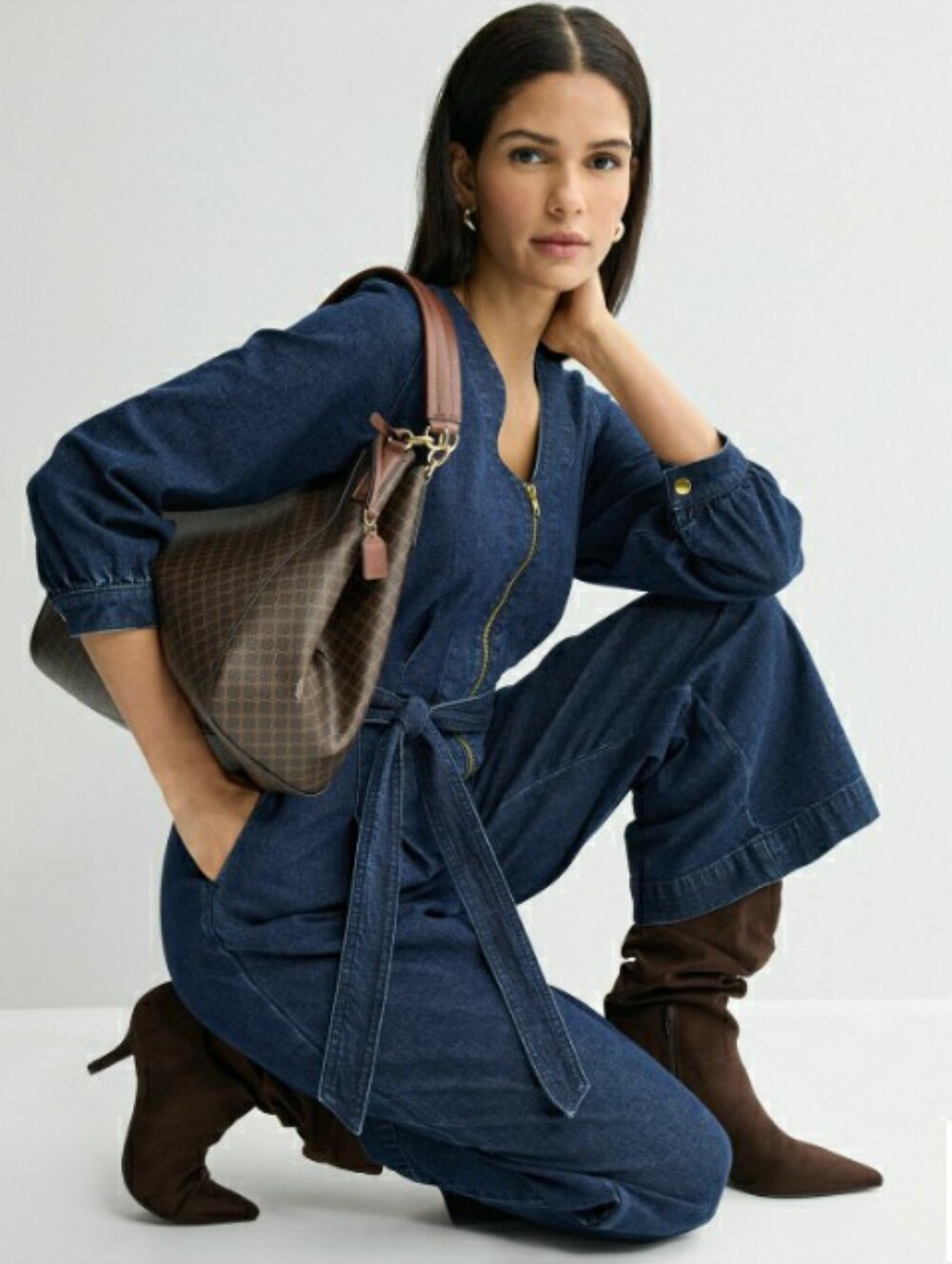 Jean Jumpsuit V Neck Zip Front Denim Nine West NWT 💙 RETAIL $70- - Picture 7 of 13